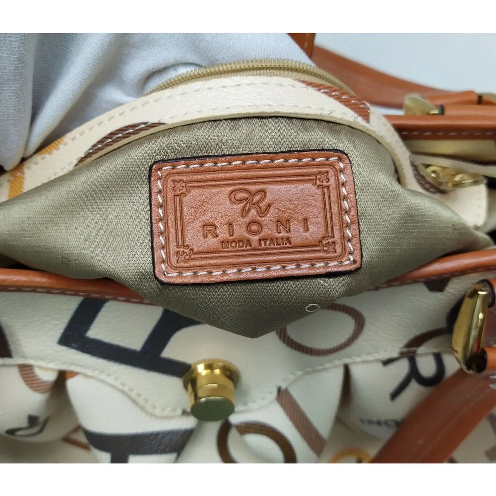 Rioni Kenzie Multicolor Leather Double Handles Turnlock Ruffled Shoulder Satchel